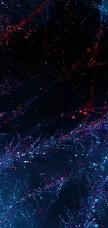 Abstract neon wallpaper with dark blue and red colors, perfect for mobile screens.