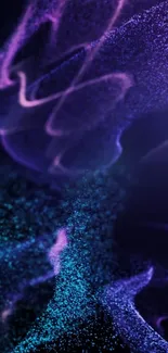 Abstract neon wave with purple and blue hues.