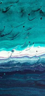 Abstract teal ocean waves mobile wallpaper.