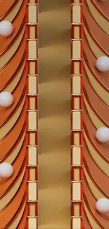 Geometric abstract design with orange and beige colors.