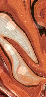 Abstract orange swirl pattern with dynamic, artistic design for mobile wallpaper.