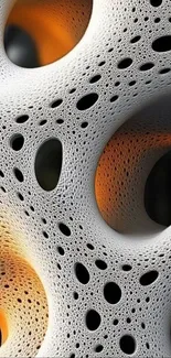 Abstract organic structure with orange accents.