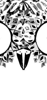 Abstract owl design in black and white for mobile wallpaper.