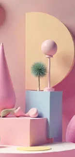 Abstract 3D pastel art design for mobile wallpaper.