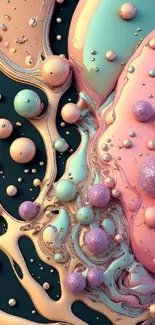 Abstract pastel bubble art wallpaper with fluid shapes and colors.