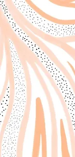 Abstract peach wave wallpaper with dots and curved lines.