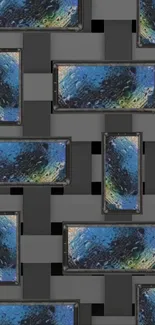 Abstract phone wallpaper with geometric pattern in blue tones.