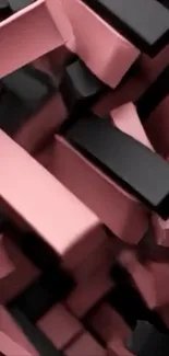 Abstract 3D blocks in pink and black hues.