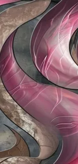 Abstract pink and brown swirling pattern design.