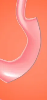 Abstract pink shape on orange background wallpaper.