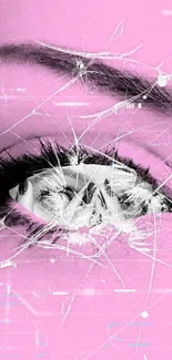 Abstract pink eye wallpaper with shattered effect and modern design.