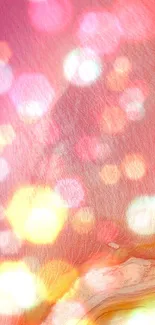 Abstract pink wallpaper with glowing bokeh lights.