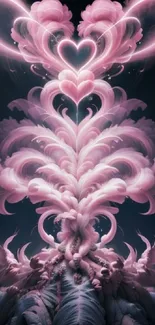 Abstract pink heart pattern with flowing designs.