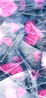 Abstract wallpaper with pink ice texture and vibrant design.