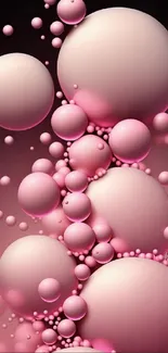 Abstract pink spherical bubbles on a gradient background wallpaper.