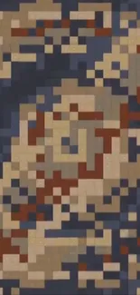 Abstract pixel art design with earthy colors.