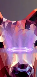 Abstract polygon deer art with mystical purple aura.