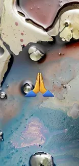 Abstract phone wallpaper with prayer emoji.