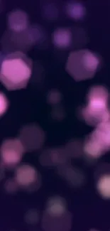 Abstract purple bokeh wallpaper with hexagonal lights.