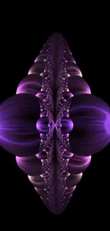 Purple fractal art on dark background, symmetrical and elegant.