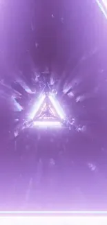 Abstract purple triangle wallpaper with a glowing neon effect.