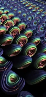 Abstract rainbow waves with vibrant colors flowing harmoniously.