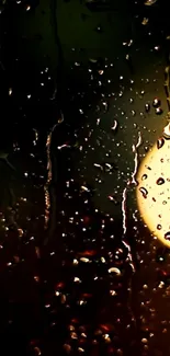 Abstract night raindrop wallpaper with blurred lights and dark hues.