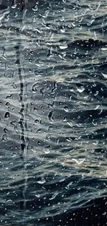 Abstract wallpaper with raindrops on glass, dark and serene vibe.