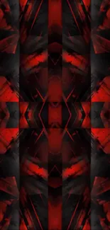 Abstract red and black symmetrical pattern wallpaper.