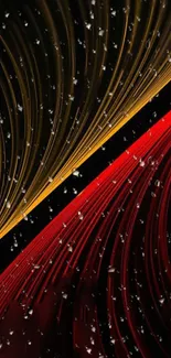 Abstract red and gold lines on dark background wallpaper.