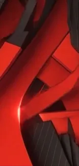 Abstract red and black geometric design mobile wallpaper.