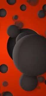 Abstract black circles over red background wallpaper.