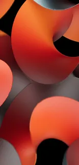 Abstract red and black curved wallpaper design.