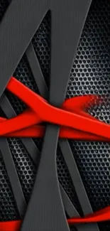 Abstract wallpaper with red and black geometric design.