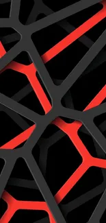 Abstract black and red geometric mobile wallpaper.