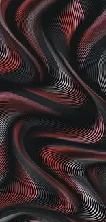 Abstract red and black wave pattern wallpaper.
