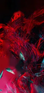 Abstract design with red and blue waves, vibrant artistic mobile wallpaper.