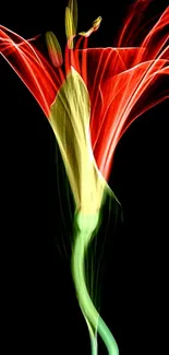 Vibrant abstract flower art wallpaper with a dark background.