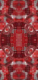 Abstract red geometric pattern design with reflective textures.