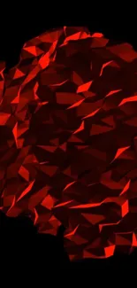 Abstract red geometric polygon wallpaper with black background.