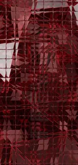 Abstract red mosaic wallpaper with geometric patterns.