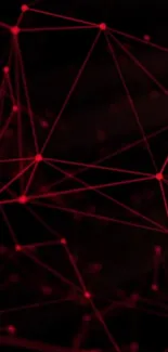 Abstract red network connections wallpaper with dark background.