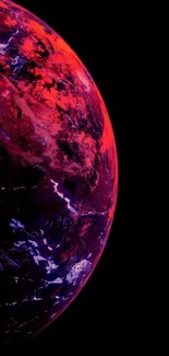 Abstract red planet wallpaper with cosmic theme.