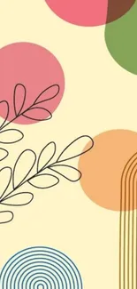 Abstract retro design with colorful circles and lines.