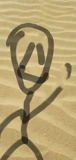 Abstract sand art with shadowy lines on a soft sand background.