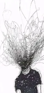 Monochrome abstract scribble art with an expressive outline.