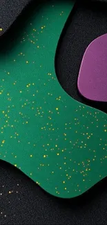 Abstract green and purple shape wallpaper with texture.