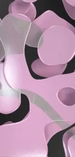 Abstract pink shapes on black background.