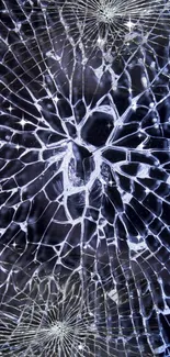 Abstract shattered glass design with cool dark blue tones for mobile wallpaper.