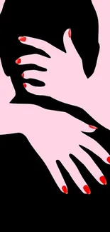 Abstract silhouette with pink hands wallpaper design.